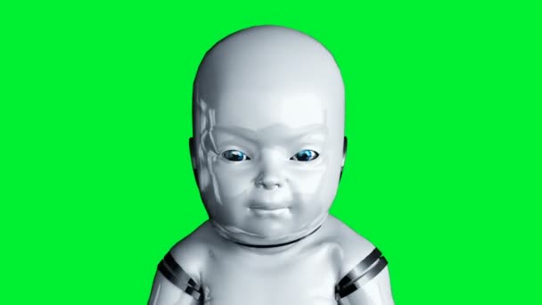 Baby-Roboter-Animation. Phisical, Bewegung, Unschärfe. Realistische 4k Green Screen Animation. — Stockvideo