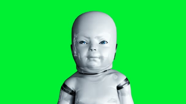 Animazione robot bambino. Fisica, movimento, sfocatura. Animazione realistica dello schermo verde 4k . — Video Stock