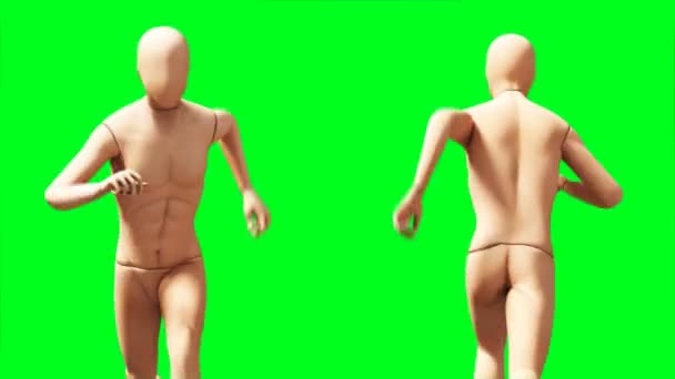 Mannequin d'animation factice. Phisical, flou du mouvement. Animation réaliste 4k. Écran vert — Video