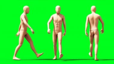 Aptal, manken animasyonu. Garip, hareket bulanıklığı. Gerçekçi 4K animasyonu. Yeşil Ekran