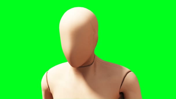 Dummy, Mannequin-Animation. Phisical, Bewegungsunschärfe. Realistische 4k-Animation. Grüner Bildschirm — Stockvideo