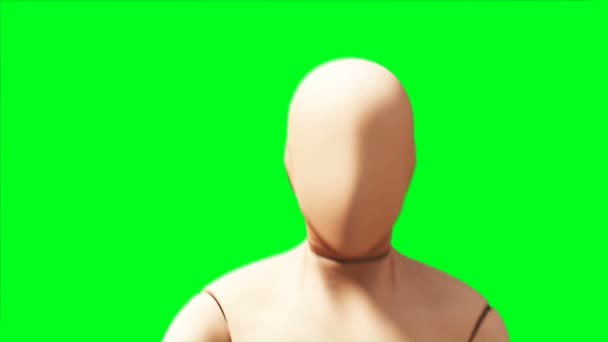 Animación maniquí, maniquí. Phisical, desenfoque de movimiento. Animación realista 4k. Pantalla verde — Vídeos de Stock