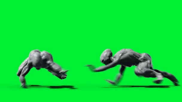 Animación monstruosa aterradora. Phisical, motion, blur. Animación realista 4k. Pantalla verde — Vídeos de Stock