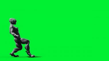 Korkunç canavar animasyonu. Tuhaf, hareketli, bulanık. Gerçekçi 4K animasyonu. Yeşil Ekran