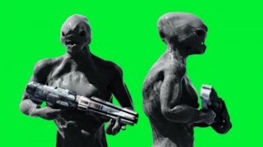 Korkunç canavar animasyonu. Tuhaf, hareketli, bulanık. Gerçekçi 4K animasyonu. Yeşil Ekran