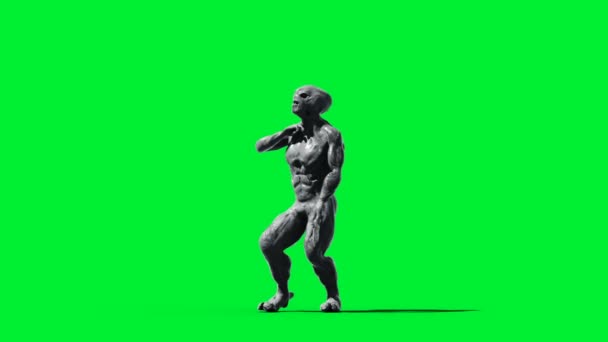 Skrämmande monsteranimation. Phisical, rörelse, oskärpa. Realistisk 4k-animation. Grön skärm — Stockvideo