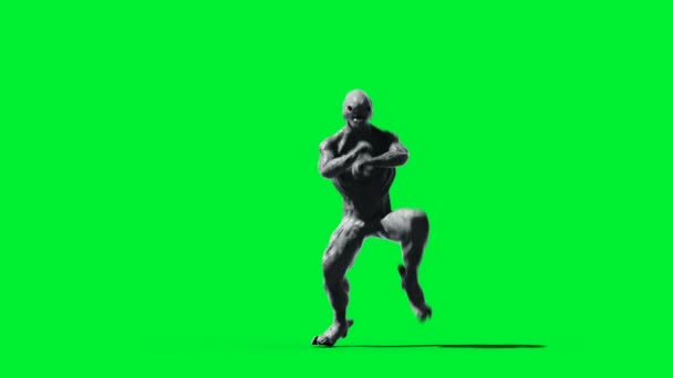 怖いモンスターアニメーション。物理的、動き、ぼかし。現実的な4kアニメーション.緑の画面 — ストック動画