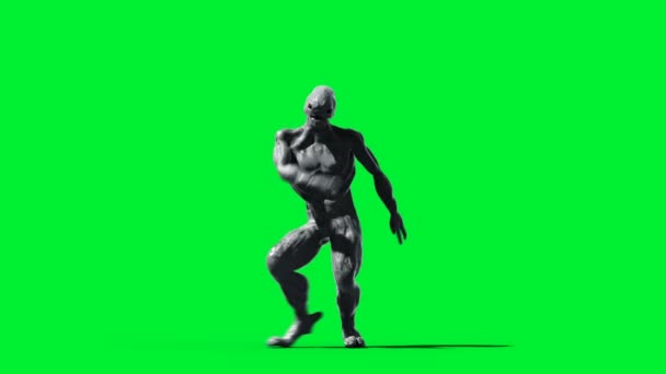 Scary monster animation. Phisical, motion, blur. Realistic 4k animation. Green screen — Stock Video