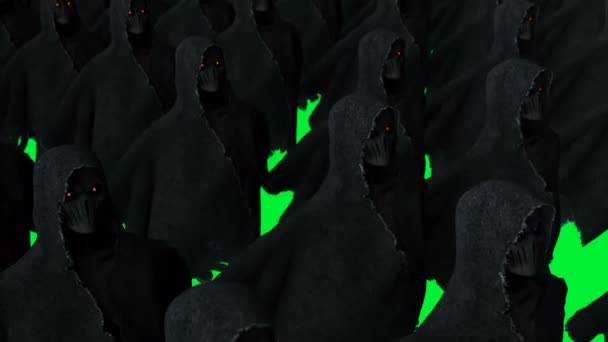 Mystère peur fantôme animation. capuche dynamique. Isoler. Animation réaliste de l'écran vert 4k. — Video