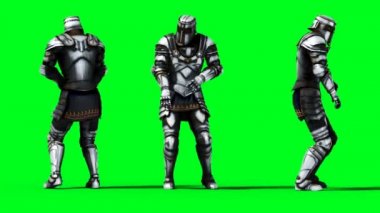 Şövalye animasyonu. Garip hareket bulanıklığı. Gerçekçi yeşil ekran 4k animasyonu. Yeşil Ekran