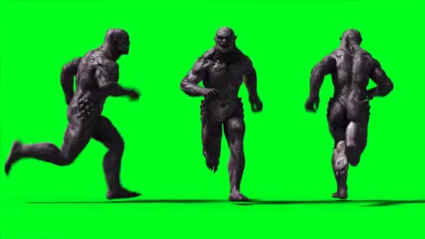 Animasi monster menakutkan. Phisis, gerak, kabur. Animasi realistis 4k. Layar hijau — Stok Video