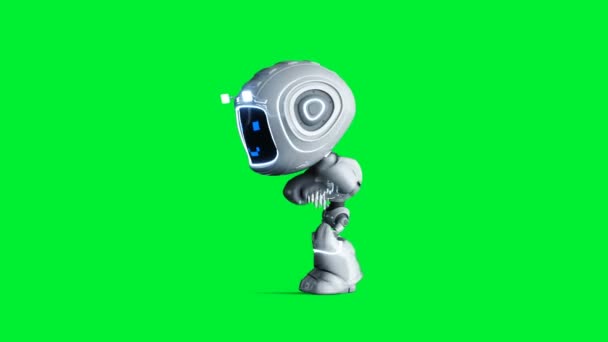 Animation robot jouet sourire blanc. Le flou du mouvement hispanique. Écran vert réaliste animation 4k. Écran vert — Video