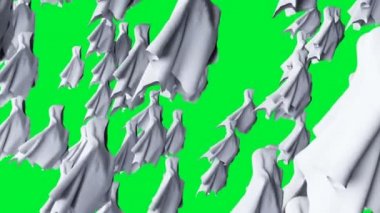 Gizemli korku hayalet animasyonu. dinamik kapüşonlu. İzole et. Gerçekçi 4k yeşil ekran animasyonu.