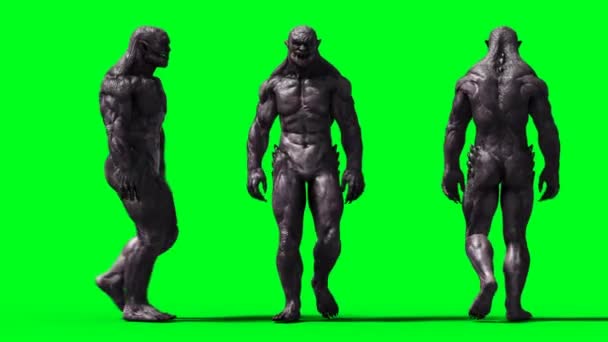 Animação assustadora de monstro. Físico, movimento, borrão. Animação 4k realista. Tela verde — Vídeo de Stock