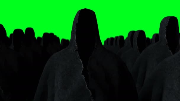 Mysteriet fruktar spökanimation. dynamisk huvtröja. Isolera dig. Realistisk 4k grön skärm animation. — Stockvideo