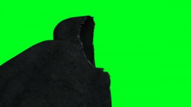 Gizemli korku hayalet animasyonu. dinamik kapüşonlu. İzole et. Gerçekçi 4k yeşil ekran animasyonu.