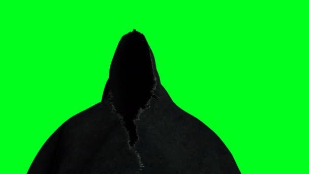 Μυστήριο φόβο φάντασμα animation. Δυναμική κουκούλα. Απομόνωσε. Ρεαλιστική 4k πράσινο οθόνη animation. — Αρχείο Βίντεο
