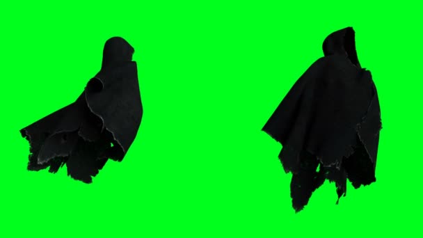 Mysterie angst geest animatie. dynamische hoodie. Isoleer. Realistische 4k groen scherm animatie. — Stockvideo