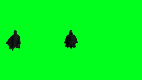 Mysterie angst geest animatie. dynamische hoodie. Isoleer. Realistische 4k groen scherm animatie. — Stockvideo