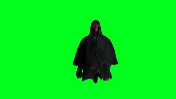 Mysteriöse Angst vor Geisteranimation. dynamischer Kapuzenpullover. Isoliert. Realistische 4k Green Screen Animation. — Stockvideo