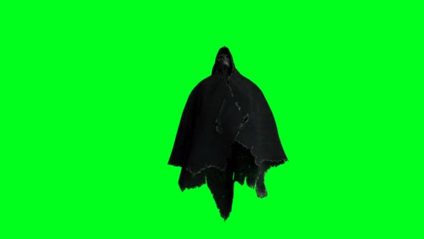 Mysterie angst geest animatie. dynamische hoodie. Isoleer. Realistische 4k groen scherm animatie. — Stockvideo