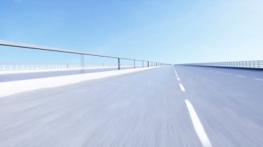 Çok hızlı sürüyorsun. Uçan kamera. Gerçekçi 4k animasyonu.