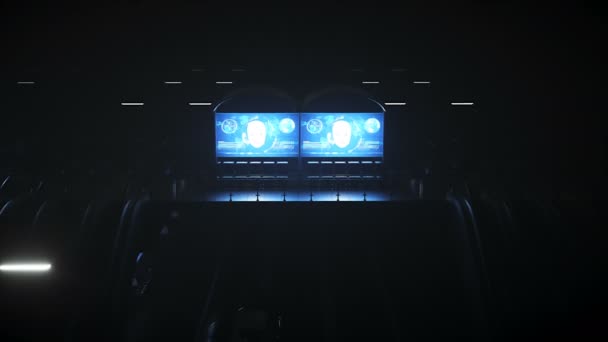 Залізнична футуристична станція Sci Fi. Майбутнє поняття. Нічний вид. Реалістична анімація 4k — стокове відео