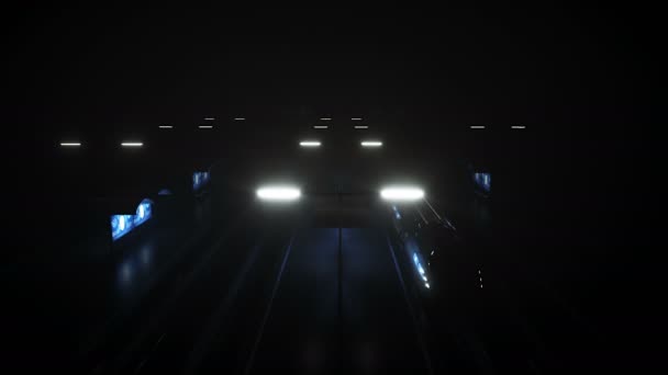 Estação futurista ferroviária Sci Fi. Conceito futuro. Vista noturna. Animação 4k realista — Vídeo de Stock