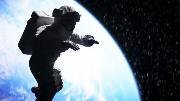 Νεκρός αστροναύτης στο διάστημα. Πτώμα. 3d απόδοση. — Αρχείο Βίντεο