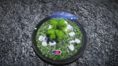 Üs, Ay 'daki laboratuvar. Aydaki ağaç. 3d oluşturma.