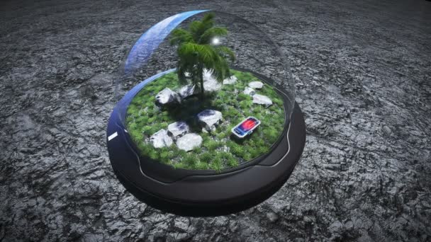 Basen, laboratoriet på månen. Träd på månen. 3d-konvertering. — Stockvideo