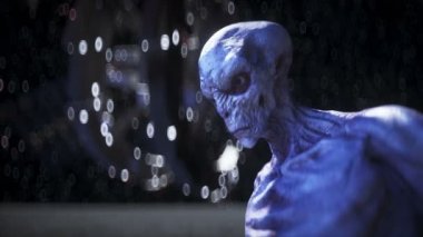 Aydaki uzaylı. Ufo konsepti. 3d oluşturma.