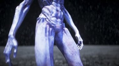 Aydaki uzaylı. Ufo konsepti. 3d oluşturma.