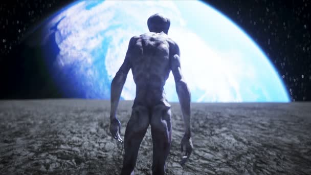 Alieno sulla luna. Concetto di Ufo. rendering 3d . — Video Stock