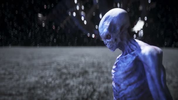 Alien auf dem Mond. Ufo-Konzept. 3D-Darstellung. — Stockvideo