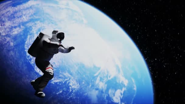 Astronauten schweben im All. Realistische 4k-Animation. — Stockvideo