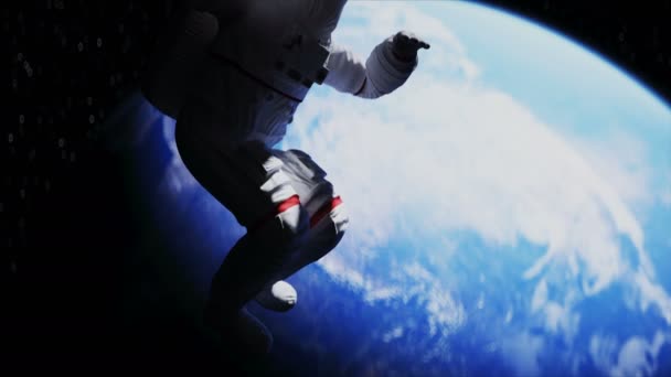 Lewitacja astronautów w kosmosie. Realistyczna animacja 4k. — Wideo stockowe