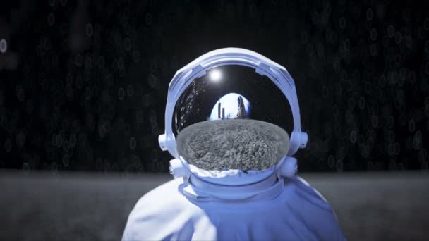 Astronauta en la luna permanezca ocioso. Animación realista 4k . — Vídeos de Stock