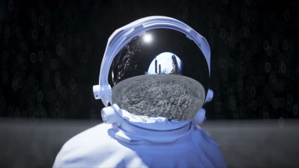 Az űrhajós a Holdon tétlen marad. Realisztikus 4k animáció. — Stock videók