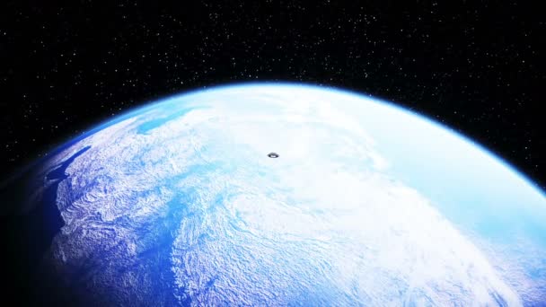 UFO i yttre rymden. Realistisk 4k-animation. — Stockvideo