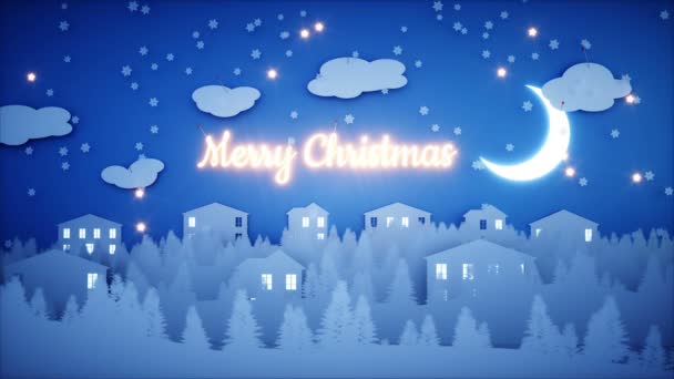 Papier świąteczny płaska animacja. Szczęśliwego Nowego Roku i tła Bożego Narodzenia. Śnieg. Realistyczna animacja 4K. — Wideo stockowe