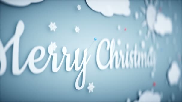 Xmas paper flat animation. Happy new year and xmas background. Snowfall. Realistic 4K animation. — Stock Video