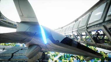 Bilim kurgu bölümündeki robot. Geleceğin kavramı... 3D görüntüleme... 3D görüntüleme.