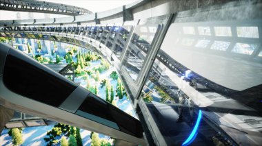 Bilim kurgu bölümündeki robot. Geleceğin kavramı... 3D görüntüleme... 3D görüntüleme.