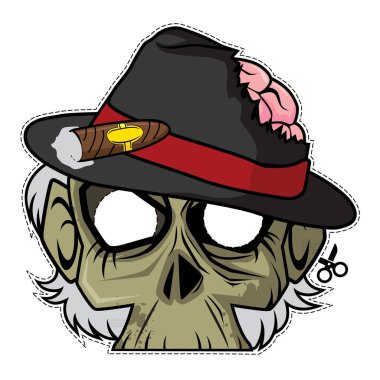 Zombi kağıt maske vektör tasarım şablonu