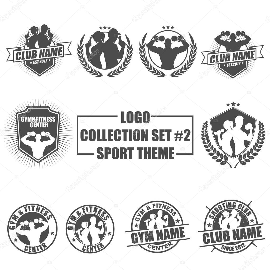 Vector logo, symbol and logo collection set with sport and gym theme