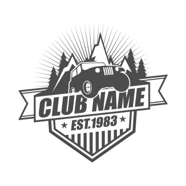 Simge, amblem, simge, rozet logo şablonu tasarımı ile kapalı yol macera Tema