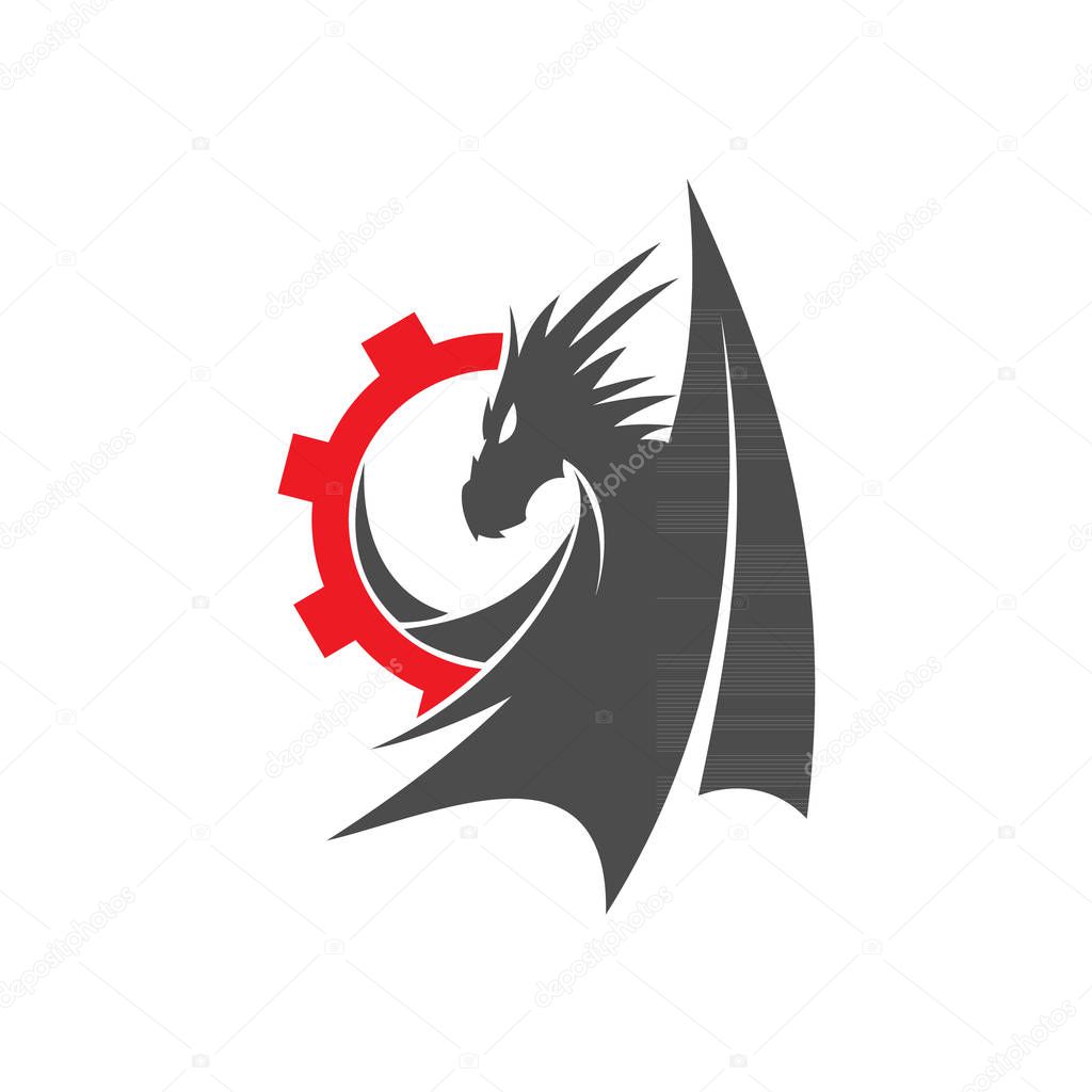 Symbol, icon, logo template design with dragon theme
