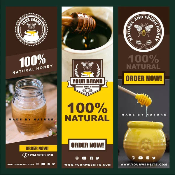 Logolar, semboller, rozetler, simgeler ve şirket bal ve bal ürünleri için sosyal medya reklam