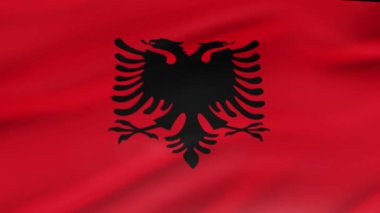 Arnavutluk bayrağı sallayarak video görüntüleri gerçekçi Arnavutluk bayrağı arka plan Rüzgar. Arnavutluk bayrağı Closeup döngü